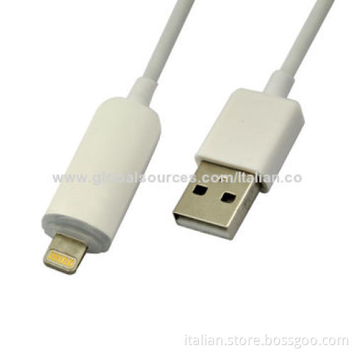 USB Data Cable for iPhone 5 with LED Light, OEM Orders Welcomed